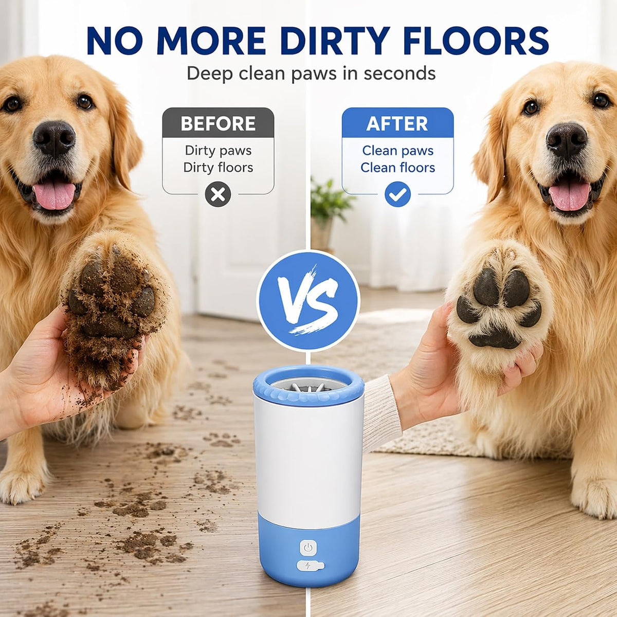 Rechargeable Electric Dog Paw Cleaner Cup - Automatic 360° Portable Washer with Soft Silicone Bristles for Medium to Large Dogs
