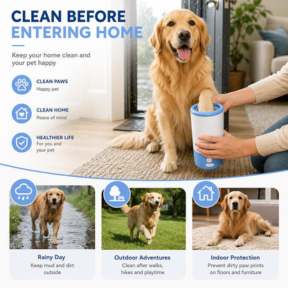 Rechargeable Electric Dog Paw Cleaner Cup - Automatic 360° Portable Washer with Soft Silicone Bristles for Medium to Large Dogs