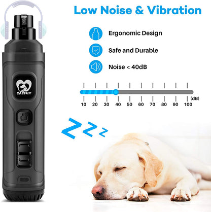 Dog Nail Grinder with Dual LED Lights - Advanced 2-Speed Electric Pet Nail Trimmer for Professional, Quiet, and Painless Grooming of Small, Medium, and Large Dogs and Cats (Grey)