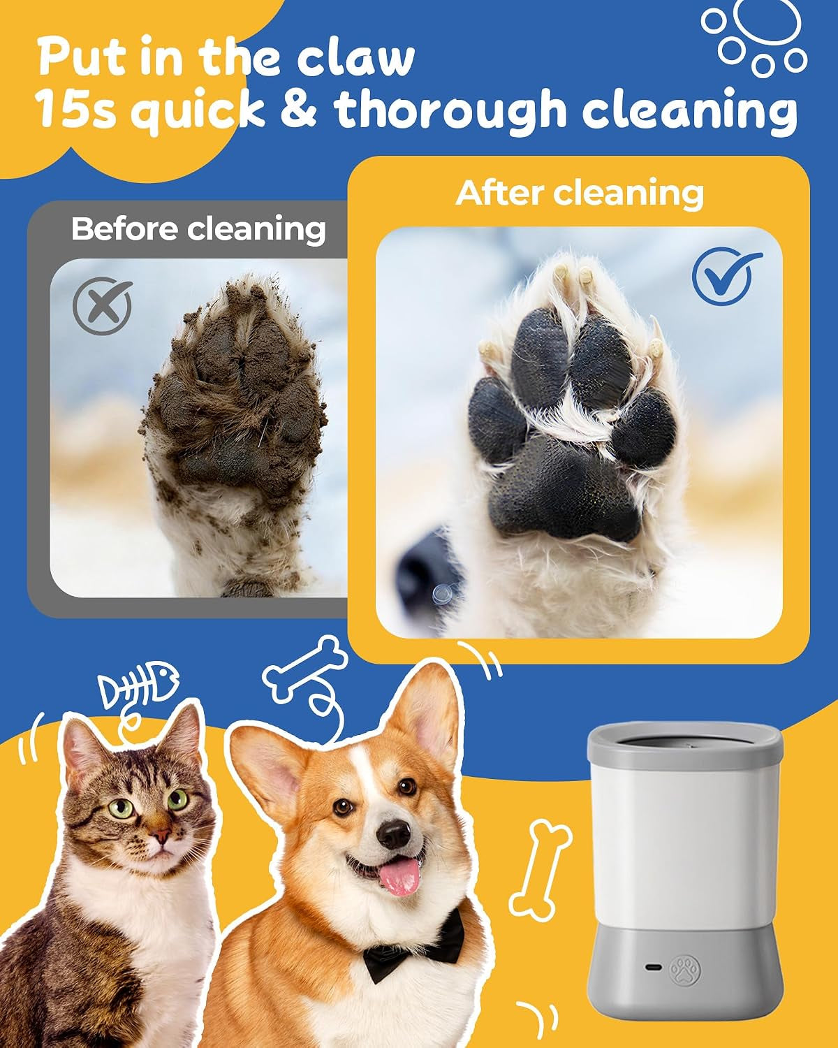 Electric Dog Paw Cleaner-  (Grey/White)