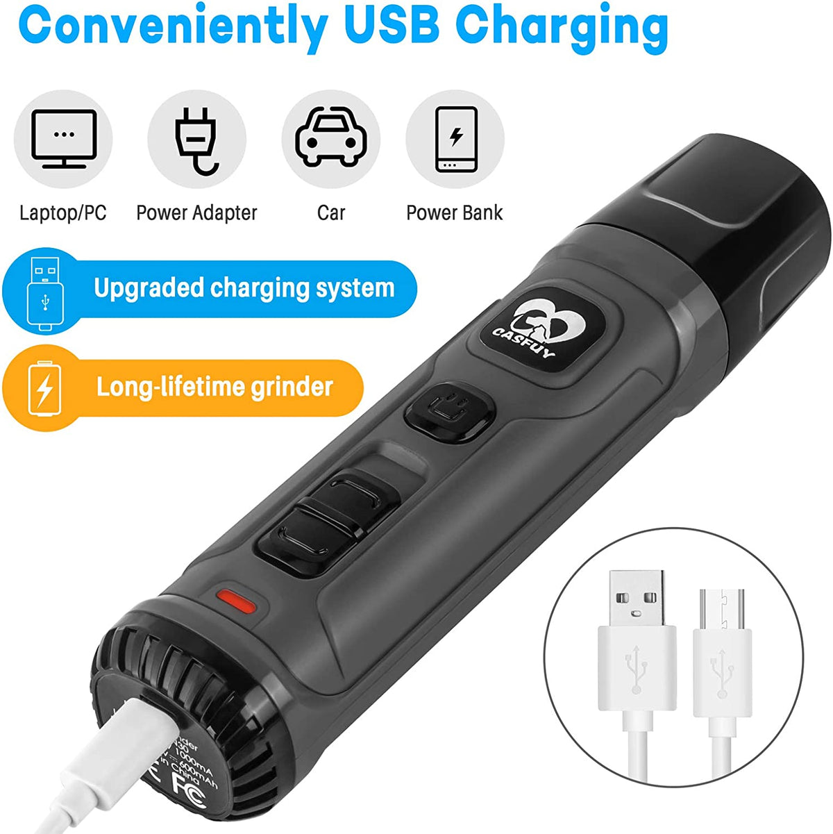 Dog Nail Grinder with Dual LED Lights - Advanced 2-Speed Electric Pet Nail Trimmer for Professional, Quiet, and Painless Grooming of Small, Medium, and Large Dogs and Cats (Grey)