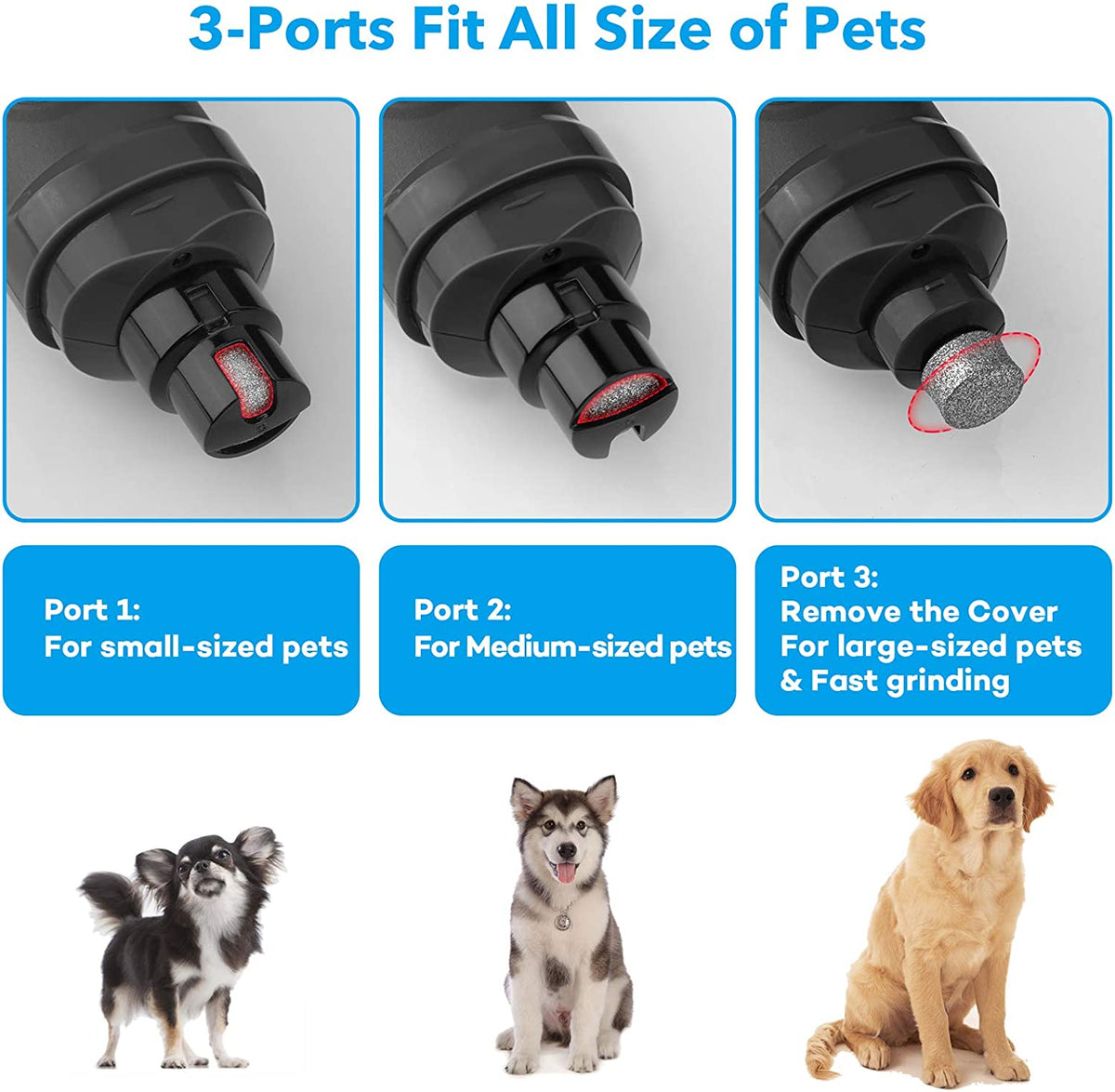 Dog Nail Grinder with Dual LED Lights - Advanced 2-Speed Electric Pet Nail Trimmer for Professional, Quiet, and Painless Grooming of Small, Medium, and Large Dogs and Cats (Grey)