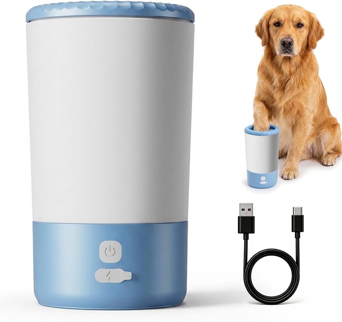 Rechargeable Electric Dog Paw Cleaner Cup - Automatic 360° Portable Washer with Soft Silicone Bristles for Medium to Large Dogs
